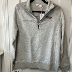 Vineyard Vines Shep Pullover Sweatshirt 1/4 Zip - Gray Heather - Medium